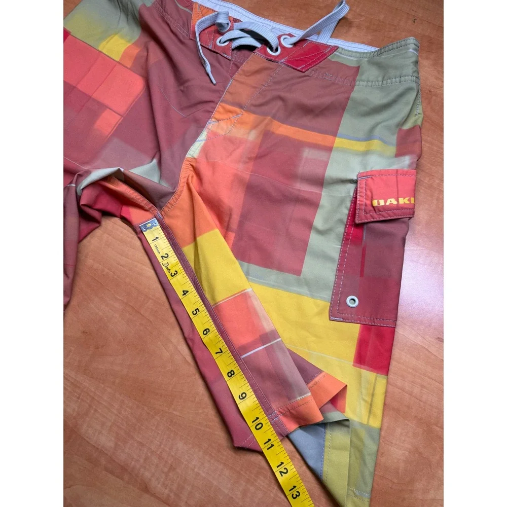 Oakley Board Shorts Mens 32 Multicolor Geometric Block Print Swim Trunks Cargo